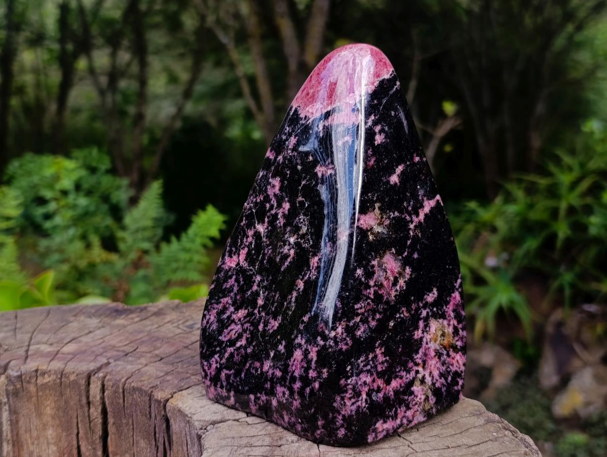 Polished Rhodonite Standing Display Piece x 1 From Ambindavato, Madagascar - Toprock Gemstones and Minerals 