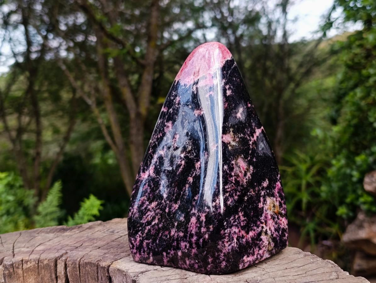 Polished Rhodonite Standing Display Piece x 1 From Ambindavato, Madagascar - Toprock Gemstones and Minerals 