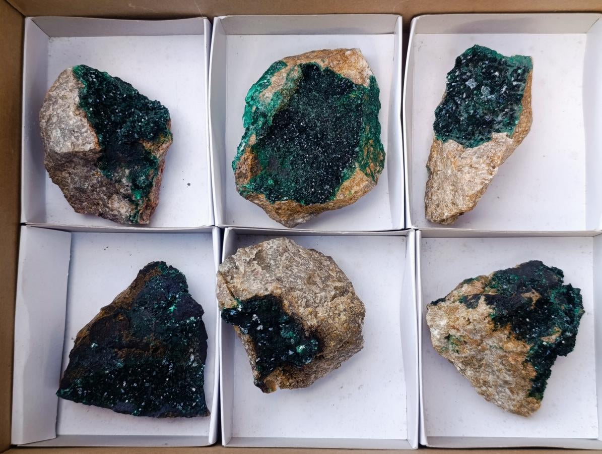 Natural Crystalline Malachite Specimens x 6 From Tenke Fungurume, Congo - Toprock Gemstones and Minerals 