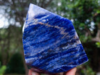 Polished Sodalite Crystal Points with Silver Hematite x 3 From Kunene River, Namibia - Toprock Gemstones and Minerals 