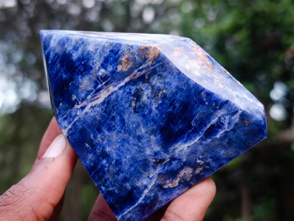 Polished Sodalite Crystal Points with Silver Hematite x 3 From Kunene River, Namibia - Toprock Gemstones and Minerals 