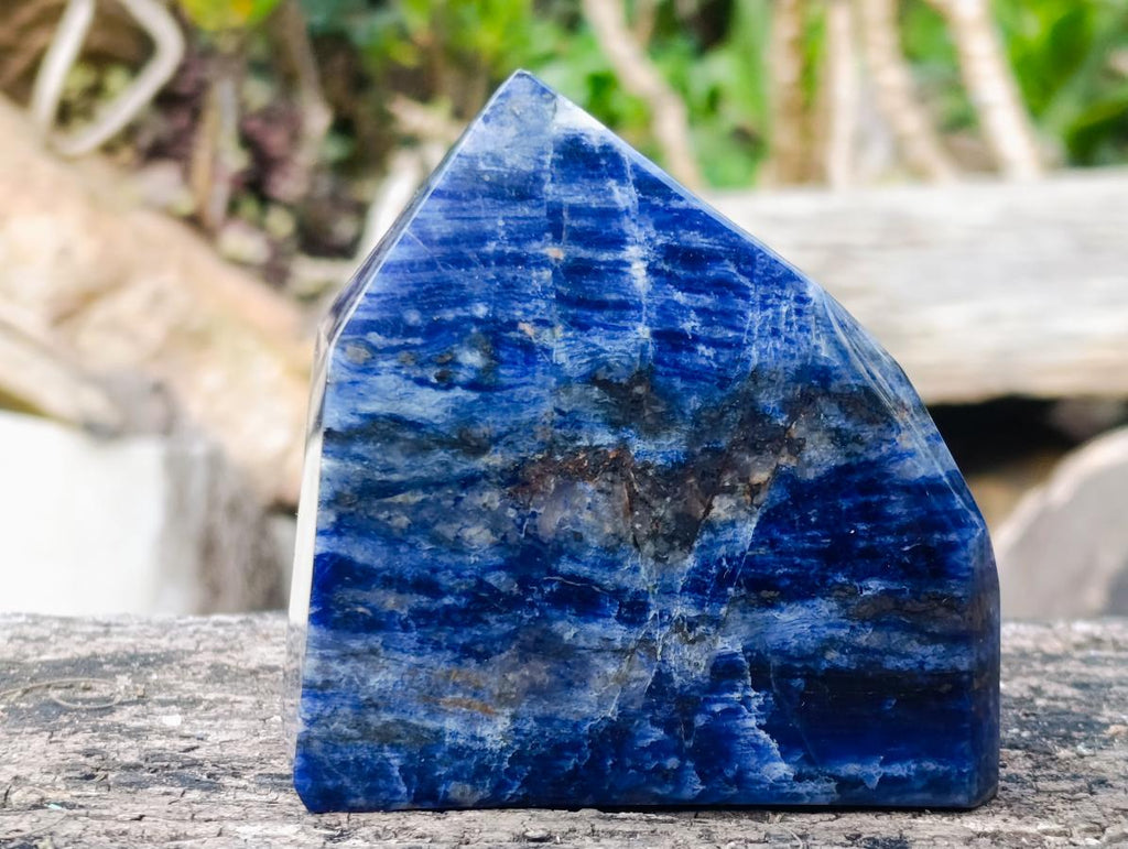 Polished Sodalite Crystal Points with Silver Hematite x 3 From Kunene River, Namibia - Toprock Gemstones and Minerals 
