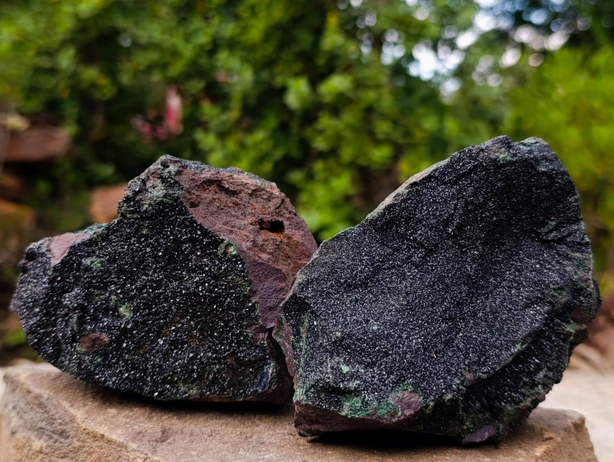 Natural Libethenite Crystals on Dolomite Matrix Specimens x 2 From Shituru, Congo - Toprock Gemstones and Minerals 