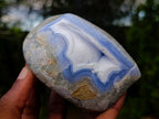 Polished Blue Lace Agate Standing Display Pieces x 2 From Nsanje, Malawi - Toprock Gemstones and Minerals 