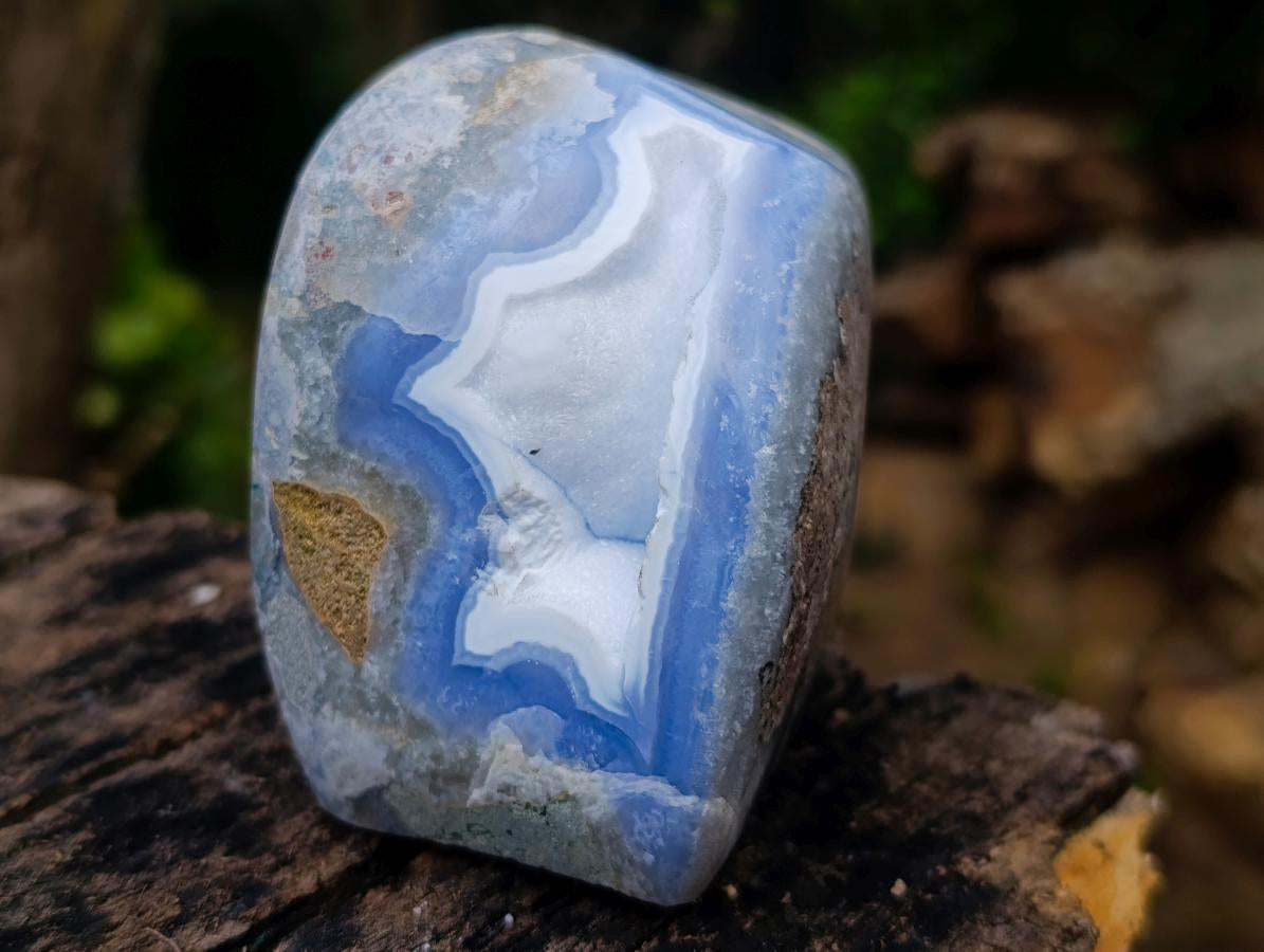 Polished Blue Lace Agate Standing Display Pieces x 2 From Nsanje, Malawi - Toprock Gemstones and Minerals 