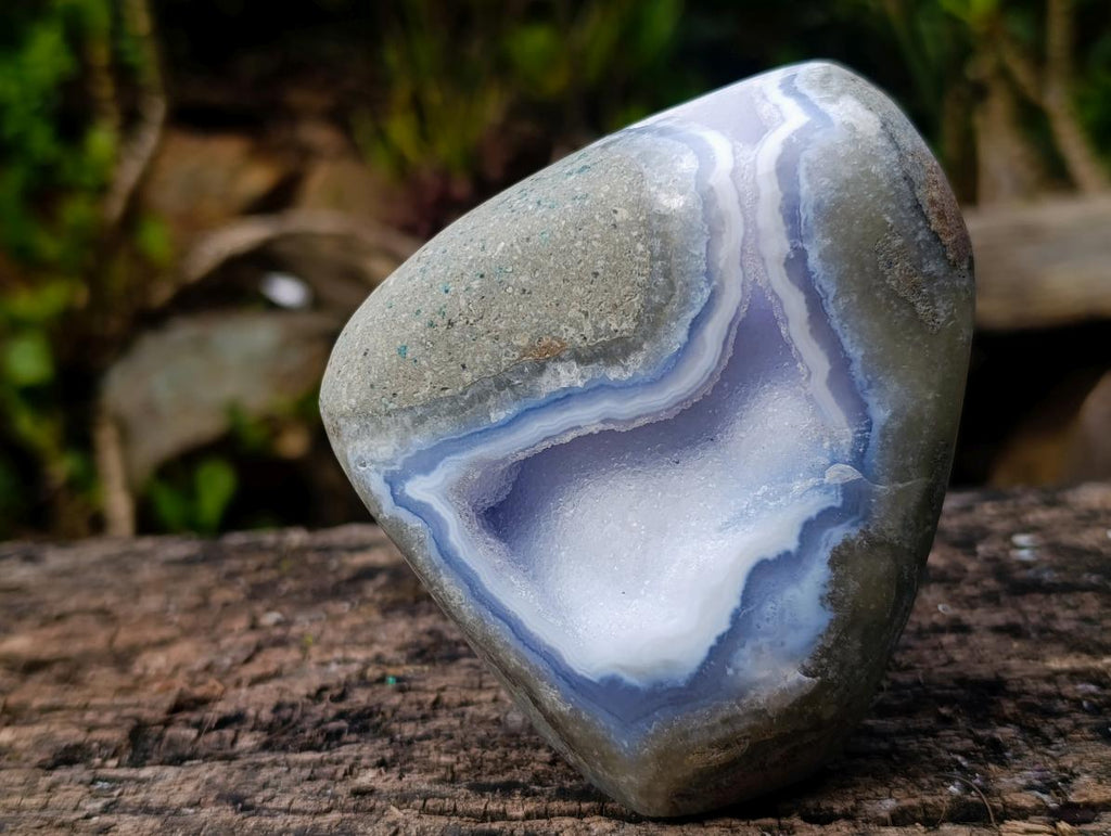 Polished Blue Lace Agate Standing Display Pieces x 2 From Nsanje, Malawi - Toprock Gemstones and Minerals 