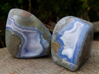 Polished Blue Lace Agate Standing Display Pieces x 2 From Nsanje, Malawi - Toprock Gemstones and Minerals 