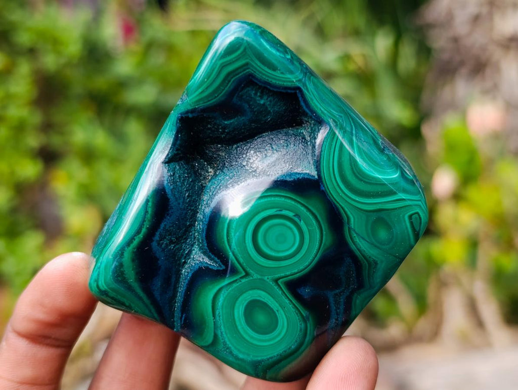 Polished Flower Banded Malachite Free Forms x 12 From Congo - Toprock Gemstones and Minerals 