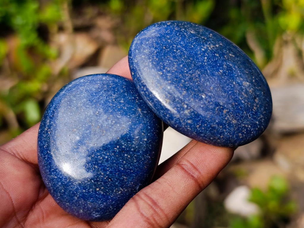 Polished Blue Lazulite Palm Stones x 35 From Madagascar - Toprock Gemstones and Minerals 