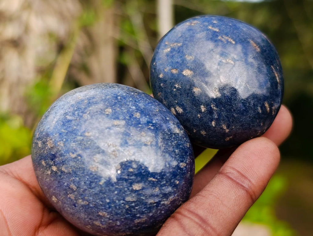 Polished Blue Lazulite Palm Stones x 35 From Madagascar - Toprock Gemstones and Minerals 