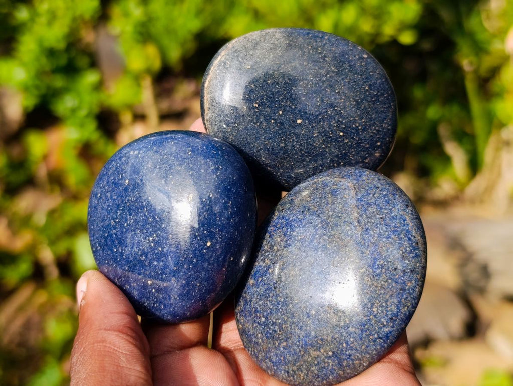 Polished Blue Lazulite Palm Stones x 35 From Madagascar - Toprock Gemstones and Minerals 