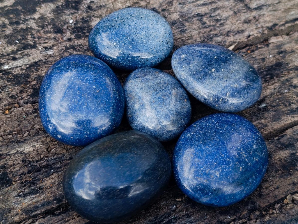 Polished Blue Lazulite Palm Stones x 35 From Madagascar - Toprock Gemstones and Minerals 