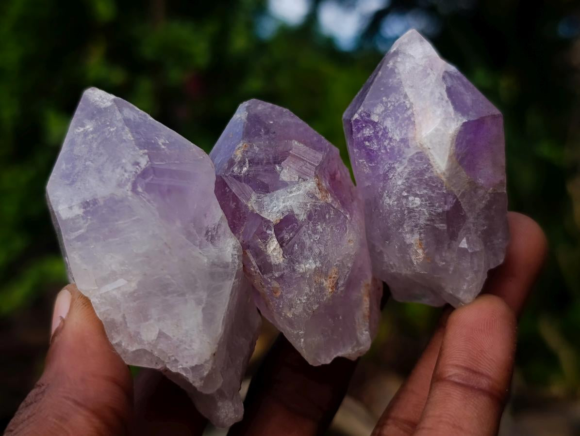 Natural Jacaranda Amethyst Single Crystals x 35 From Mumbwa, Zambia - Toprock Gemstones and Minerals 