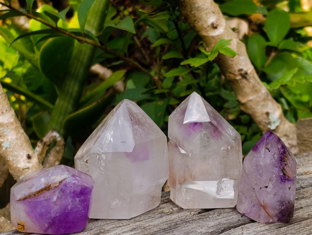 Polished Window Amethyst Crystals x 12 From Akansobe, Madagascar - Toprock Gemstones and Minerals 