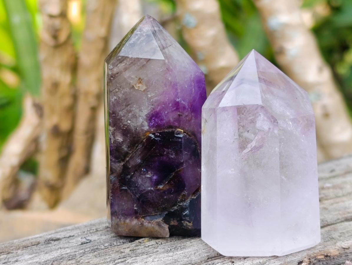 Polished Window Amethyst Crystals x 12 From Akansobe, Madagascar - Toprock Gemstones and Minerals 