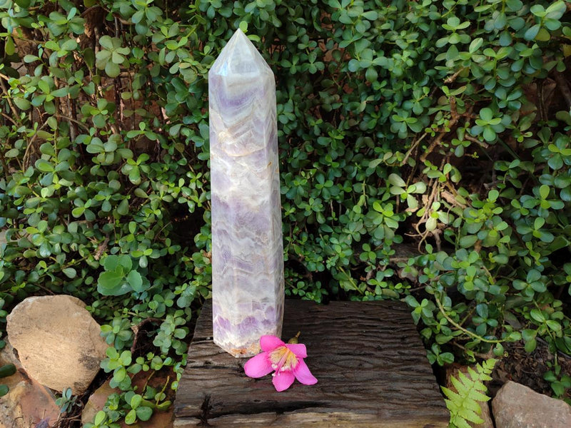 Polished XL Lilac Chevron Amethyst Tower x 1 From Madagascar - Toprock Gemstones and Minerals 