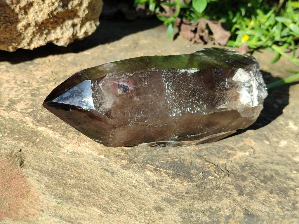 Half Polished Smokey Quartz Floater Crystals x 2 From Mulanje, Malawi - Toprock Gemstones and Minerals 