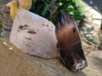 Half Polished Smokey Quartz Floater Crystals x 2 From Mulanje, Malawi - Toprock Gemstones and Minerals 