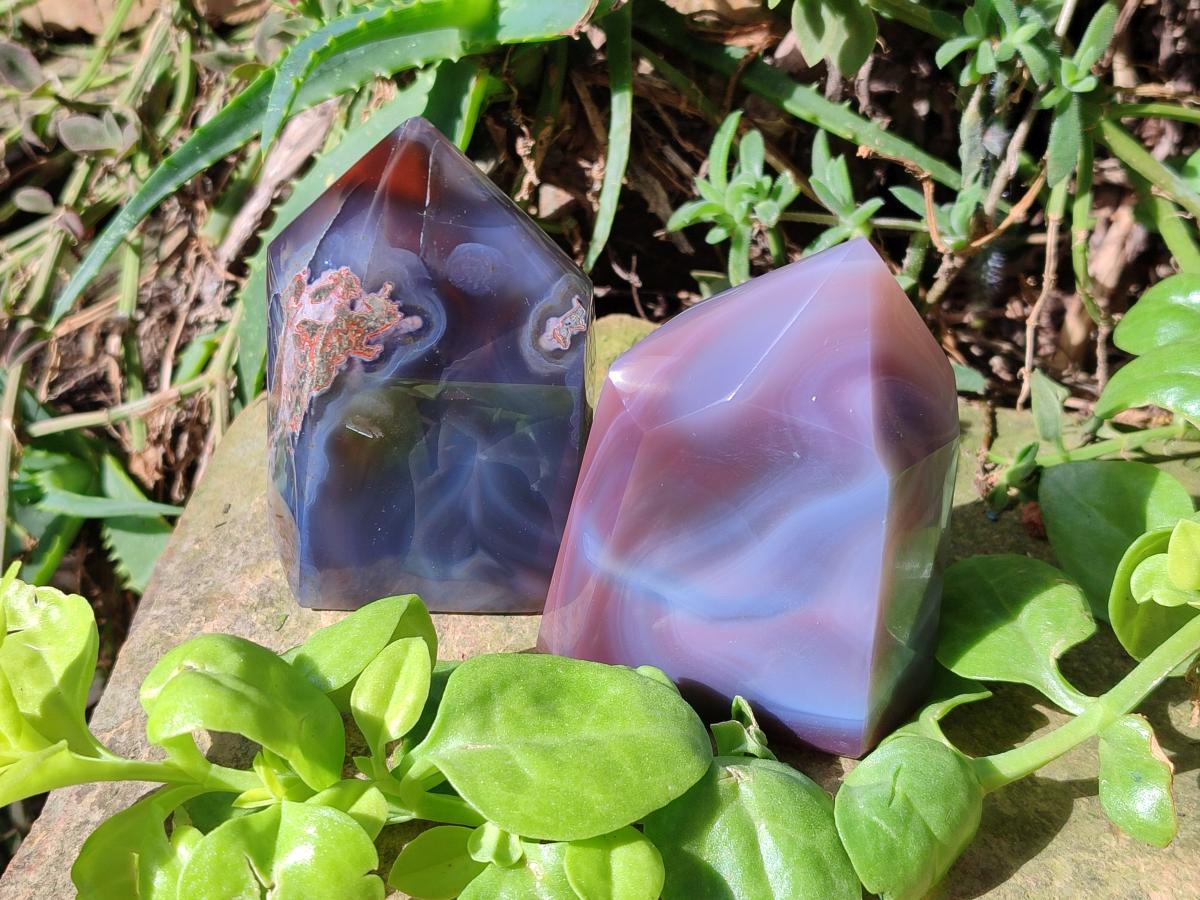 Polished Strawberry Agate Display Crystal Points x 4 From Mozambique - Toprock Gemstones and Minerals 