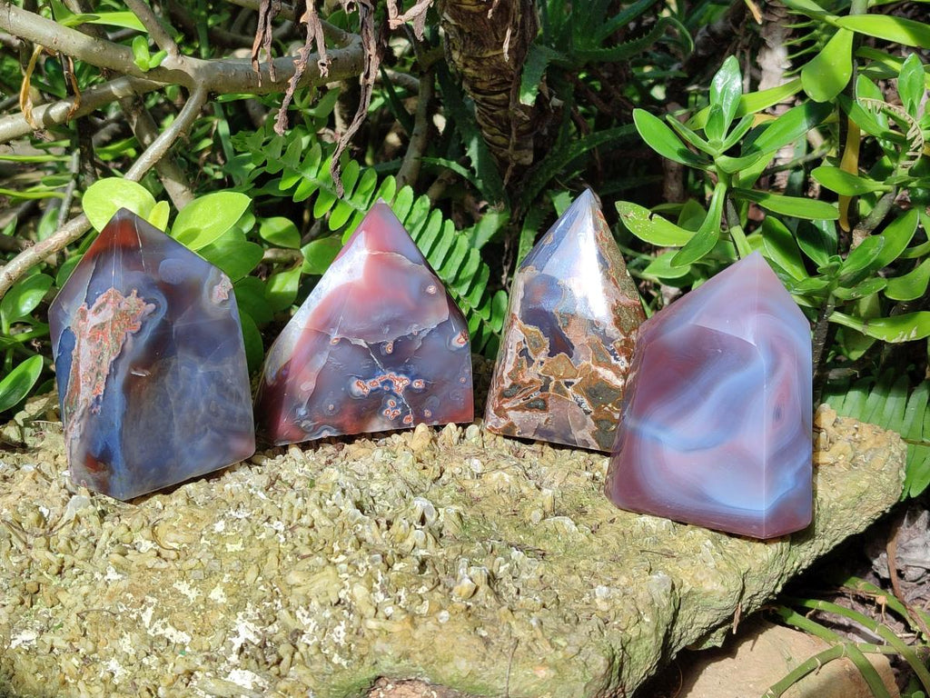Polished Strawberry Agate Display Crystal Points x 4 From Mozambique - Toprock Gemstones and Minerals 