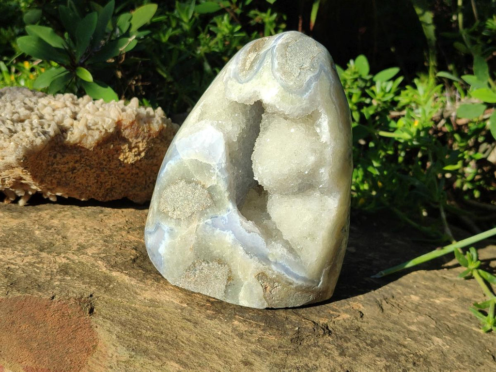 Polished Large Blue Lace Agate Standing Display Piece x 1 From Nsanje, Malawi - Toprock Gemstones and Minerals 