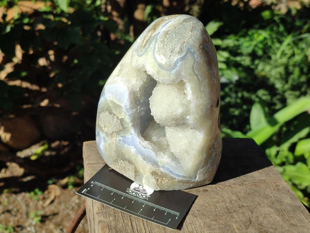 Polished Large Blue Lace Agate Standing Display Piece x 1 From Nsanje, Malawi - Toprock Gemstones and Minerals 