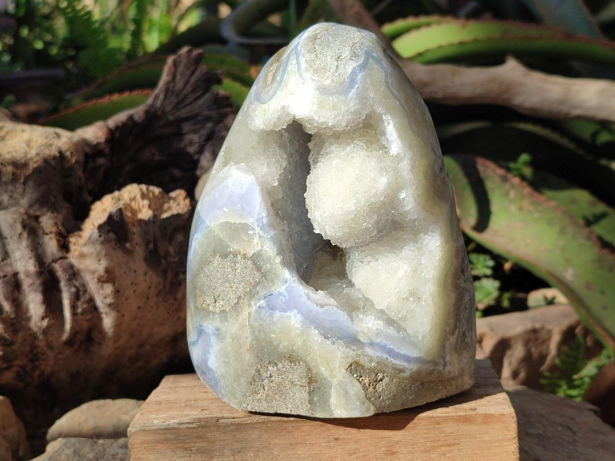 Polished Large Blue Lace Agate Standing Display Piece x 1 From Nsanje, Malawi - Toprock Gemstones and Minerals 