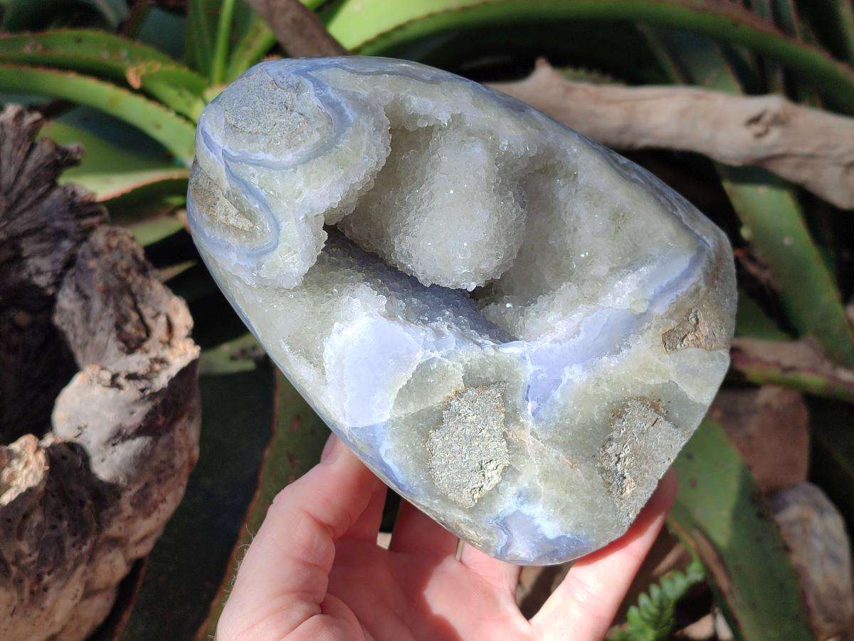 Polished Large Blue Lace Agate Standing Display Piece x 1 From Nsanje, Malawi - Toprock Gemstones and Minerals 