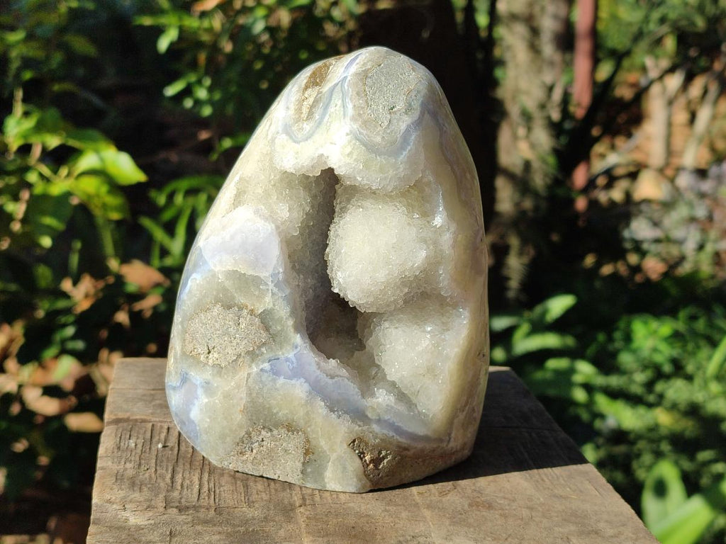Polished Large Blue Lace Agate Standing Display Piece x 1 From Nsanje, Malawi - Toprock Gemstones and Minerals 