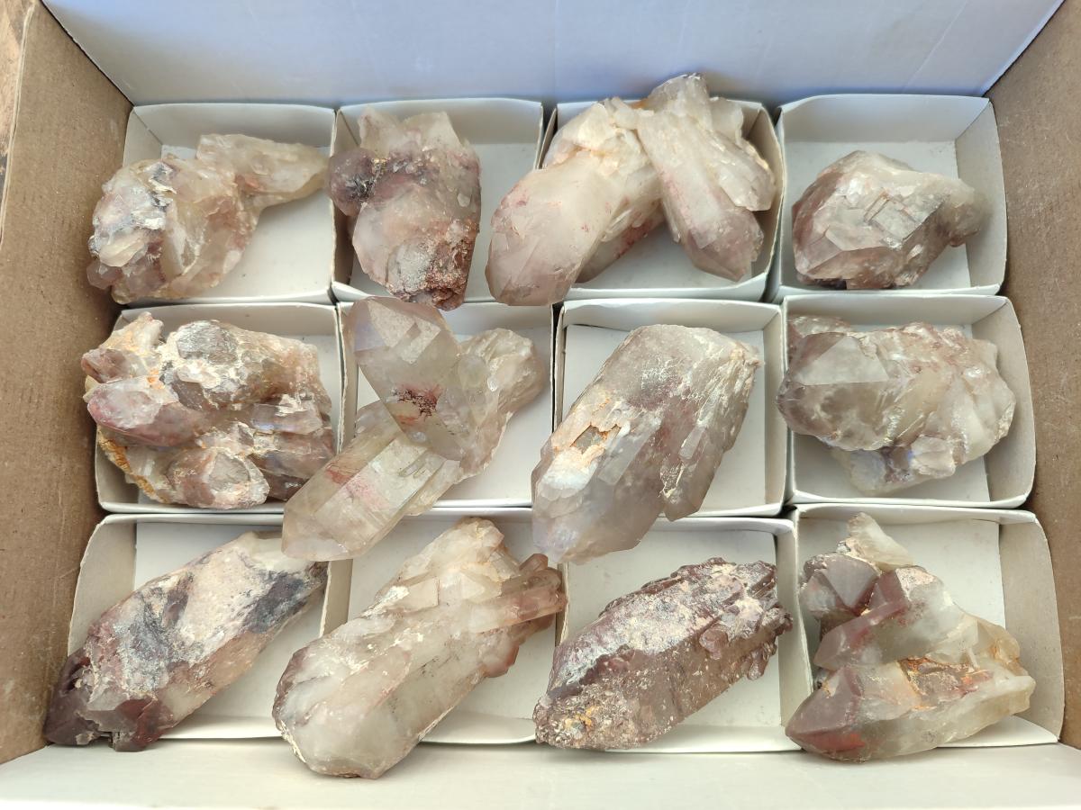 Natural Red Hematoid Quartz Crystal Clusters x 12 From Karoi, Zimbabwe - Toprock Gemstones and Minerals 