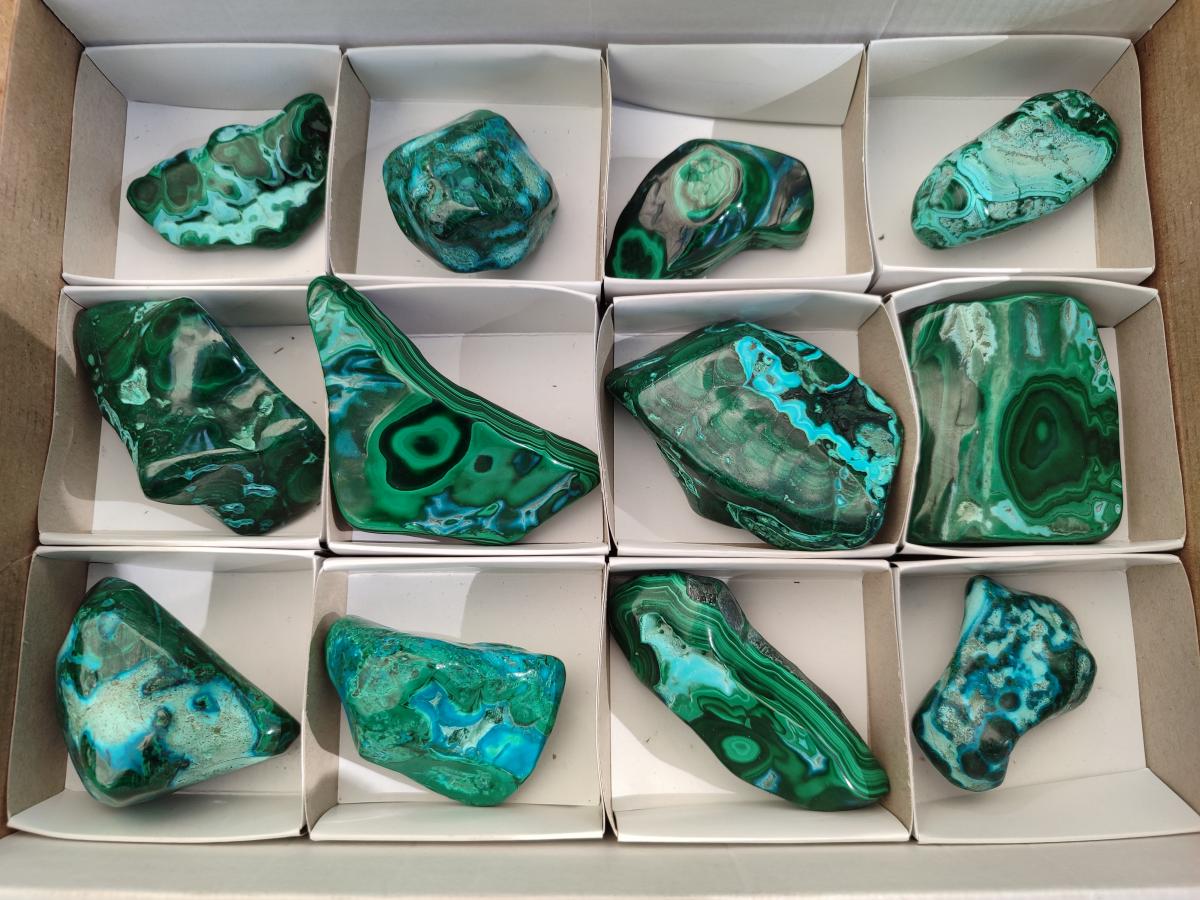 Polished Malacolla Free Forms x 12 From Kulukuluku, Congo - Toprock Gemstones and Minerals 