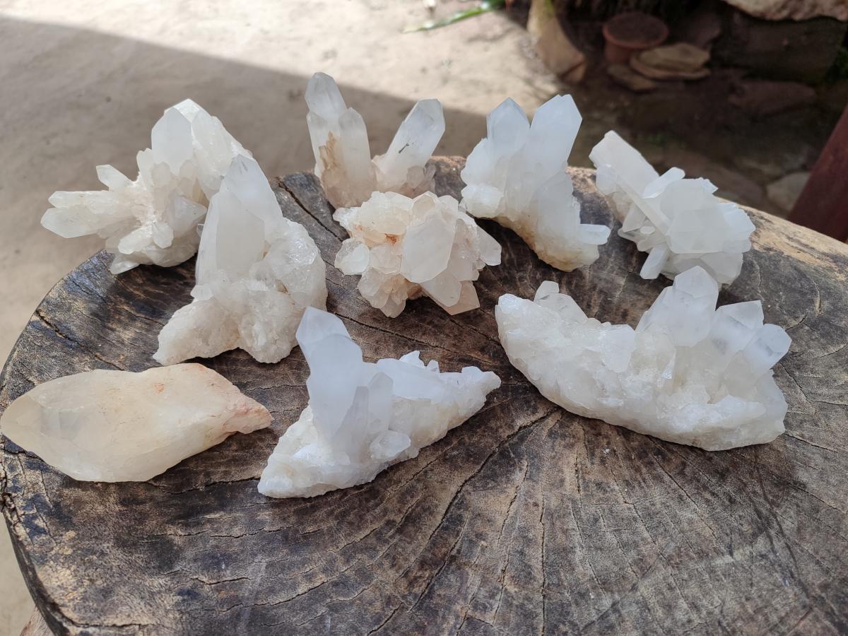 Natural Malagasy Quartz Clusters x 12 From Madagascar - Toprock Gemstones and Minerals 