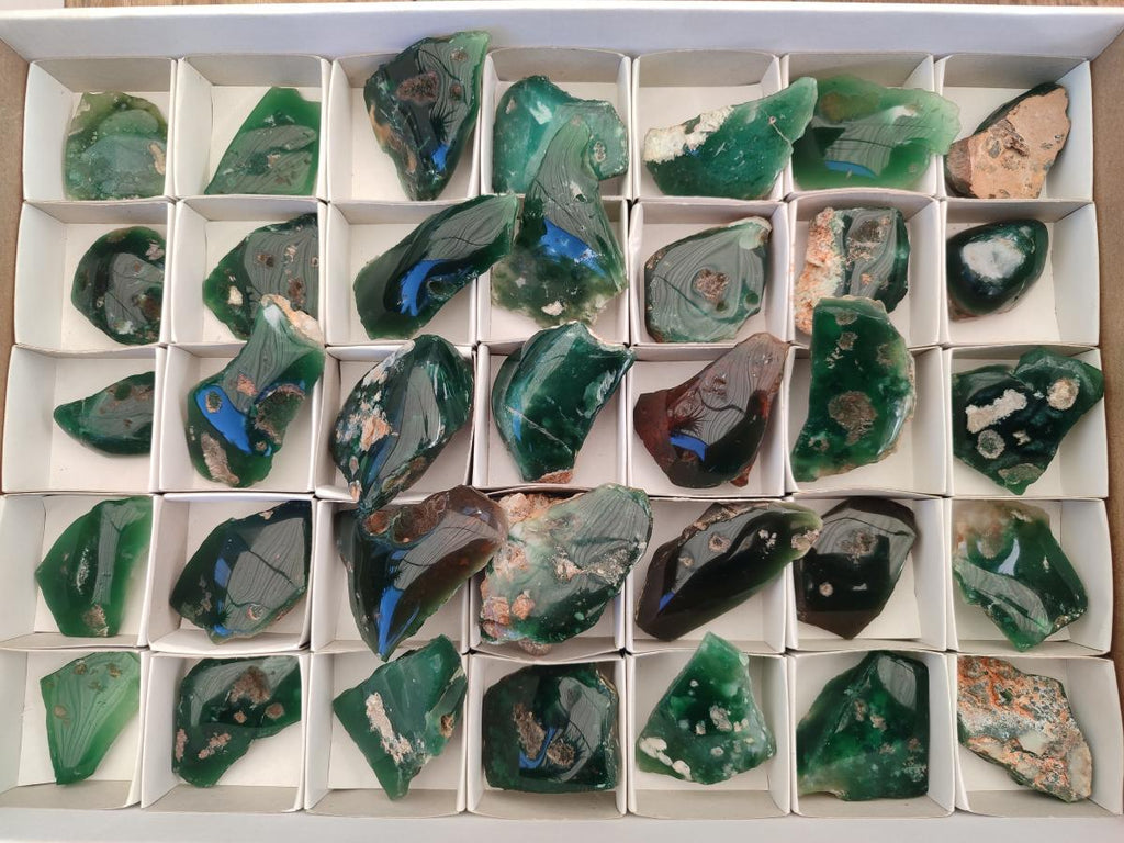 Polished On One Side Mtorolite Chrysoprase Plates x 35 From Mutorashanga, Zimbabwe - Toprock Gemstones and Minerals 