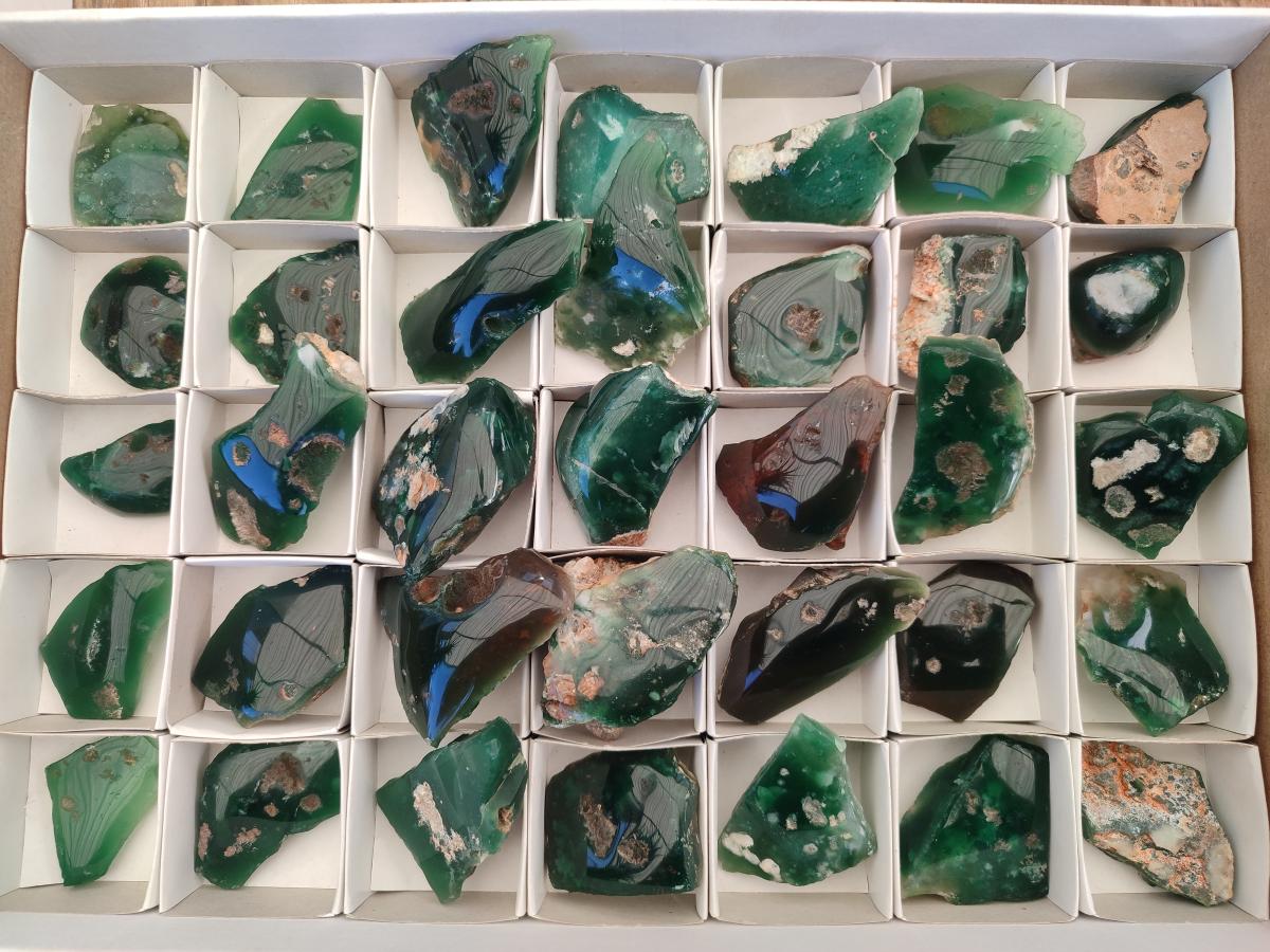 Polished On One Side Mtorolite Chrysoprase Plates x 35 From Mutorashanga, Zimbabwe - Toprock Gemstones and Minerals 