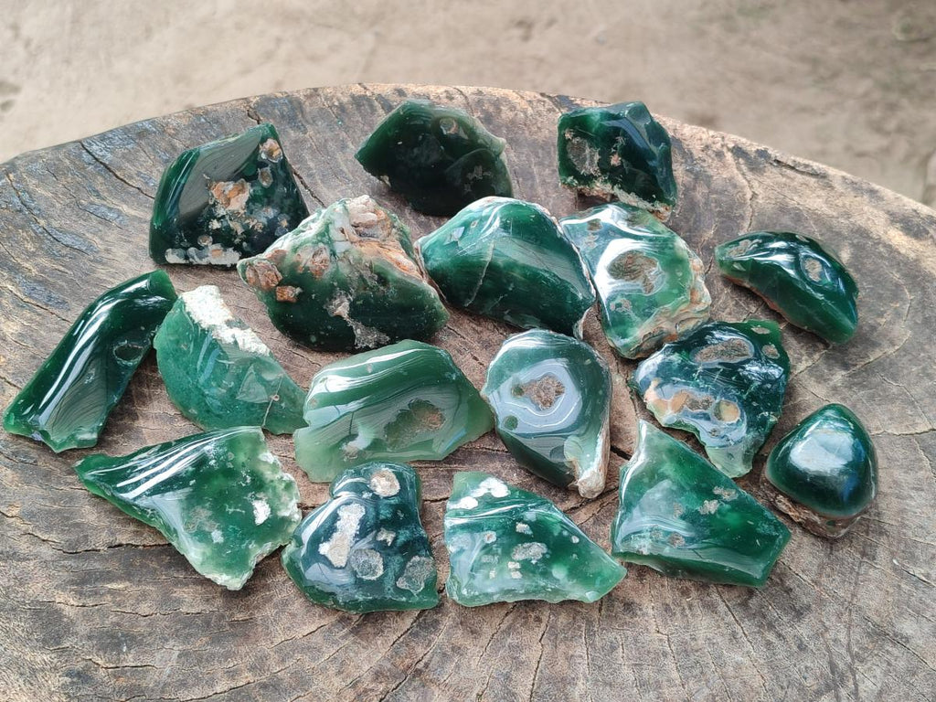 Polished On One Side Mtorolite Chrysoprase Plates x 35 From Mutorashanga, Zimbabwe - Toprock Gemstones and Minerals 
