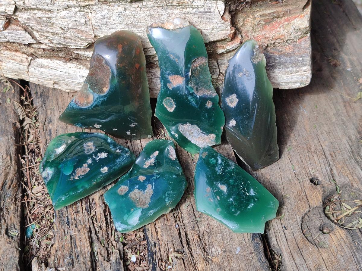 Polished On One Side Mtorolite Chrysoprase Plates x 35 From Mutorashanga, Zimbabwe - Toprock Gemstones and Minerals 