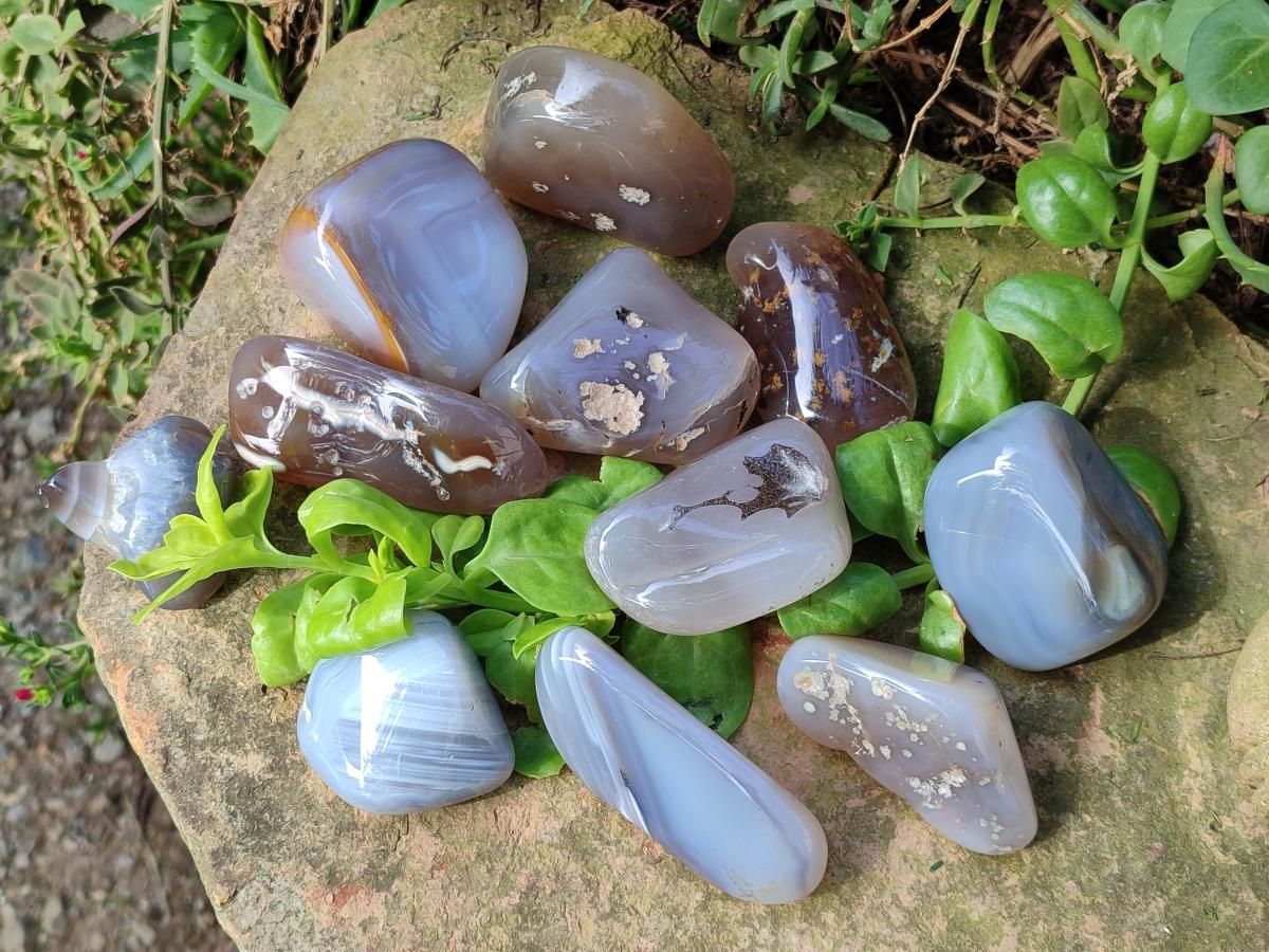 Polished Banded Agate Free Forms x 24 From Madagascar - Toprock Gemstones and Minerals 
