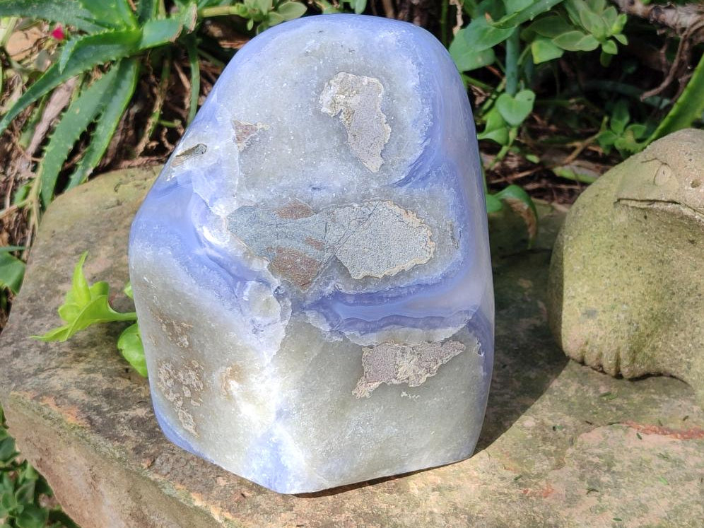 Polished Large Blue Lace Agate Standing Display Piece x 1 From Nsanje, Malawi - Toprock Gemstones and Minerals 