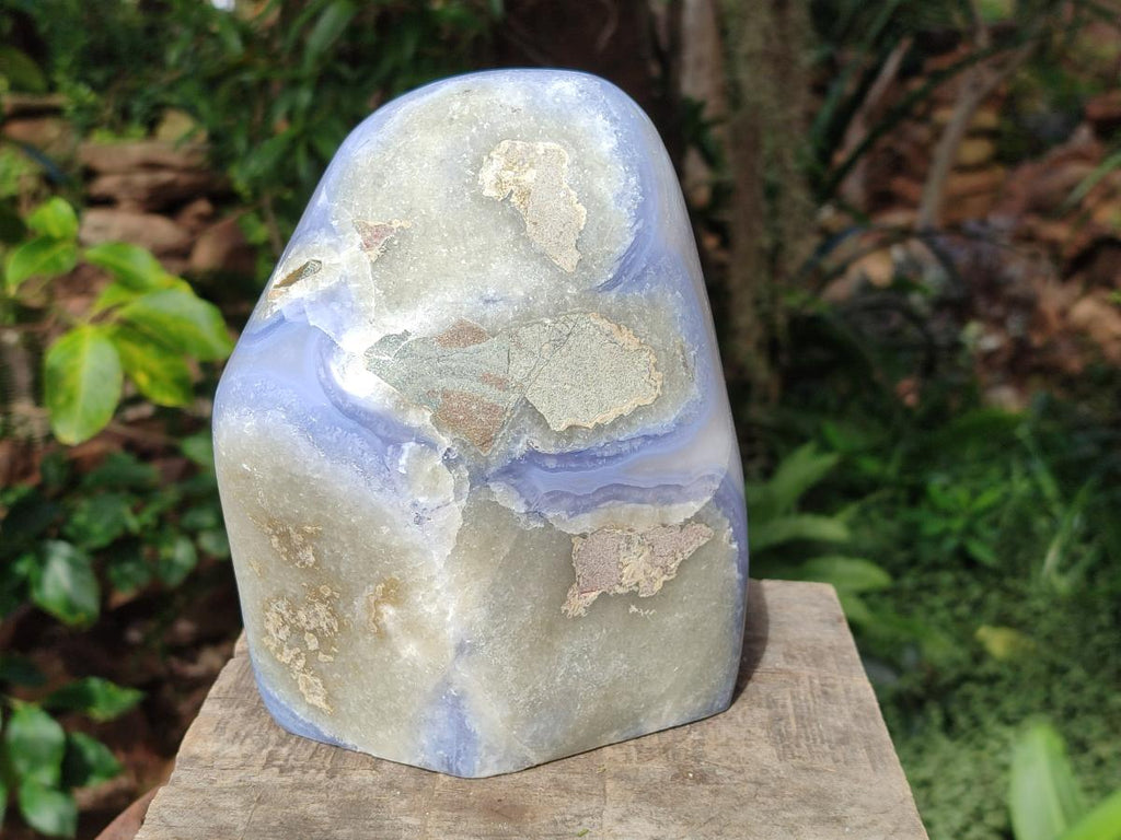 Polished Large Blue Lace Agate Standing Display Piece x 1 From Nsanje, Malawi - Toprock Gemstones and Minerals 