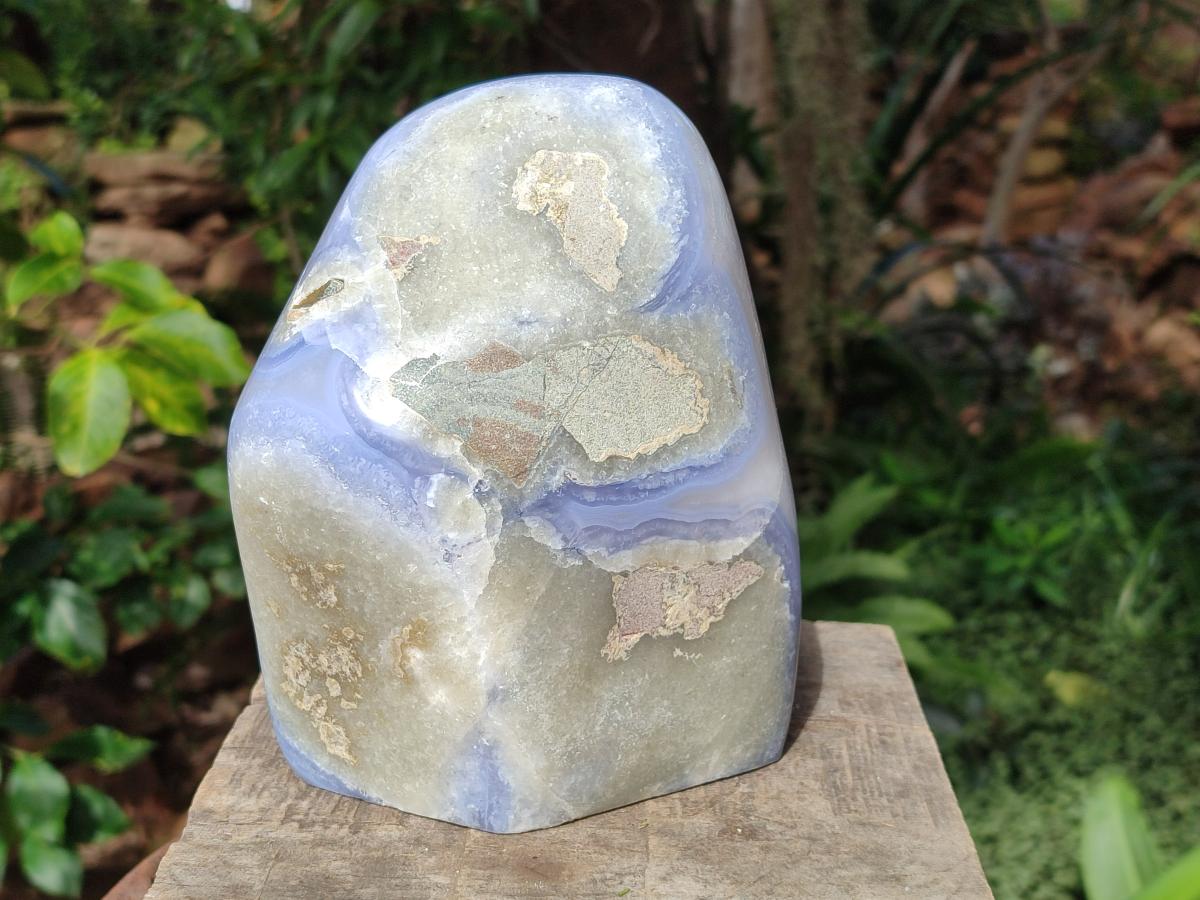 Polished Large Blue Lace Agate Standing Display Piece x 1 From Nsanje, Malawi - Toprock Gemstones and Minerals 