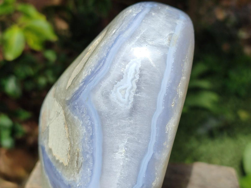 Polished Large Blue Lace Agate Standing Display Piece x 1 From Nsanje, Malawi - Toprock Gemstones and Minerals 