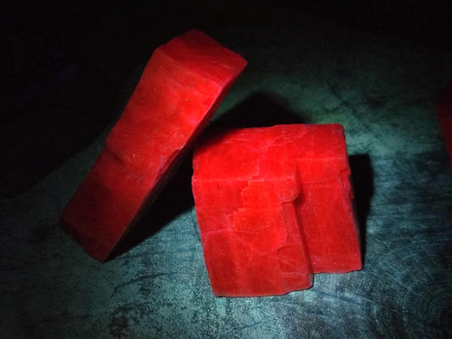 Natural Rhombohedral Sunset Orange Calcite Specimens x 6 From Spitzkop, Namibia - Toprock Gemstones and Minerals 