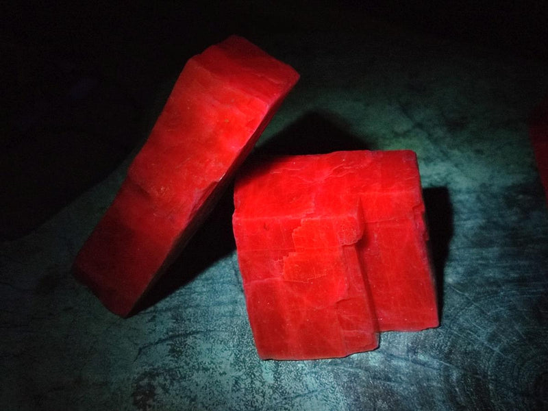 Natural Rhombohedral Sunset Orange Calcite Specimens x 6 From Spitzkop, Namibia - Toprock Gemstones and Minerals 