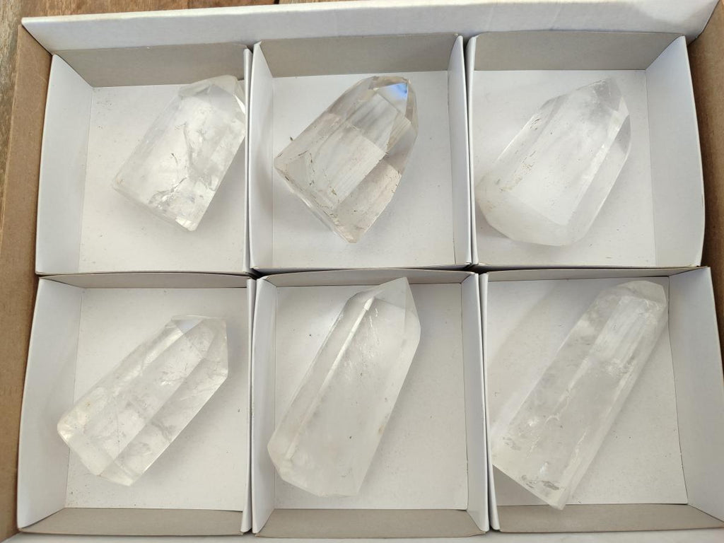 Polished Clear Quartz Display Crystals x 6 From Madagascar - Toprock Gemstones and Minerals 