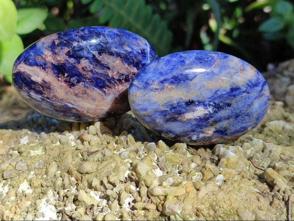 Polished Sodalite Palm Stones x 20 From Kunene River, Namibia - Toprock Gemstones and Minerals 