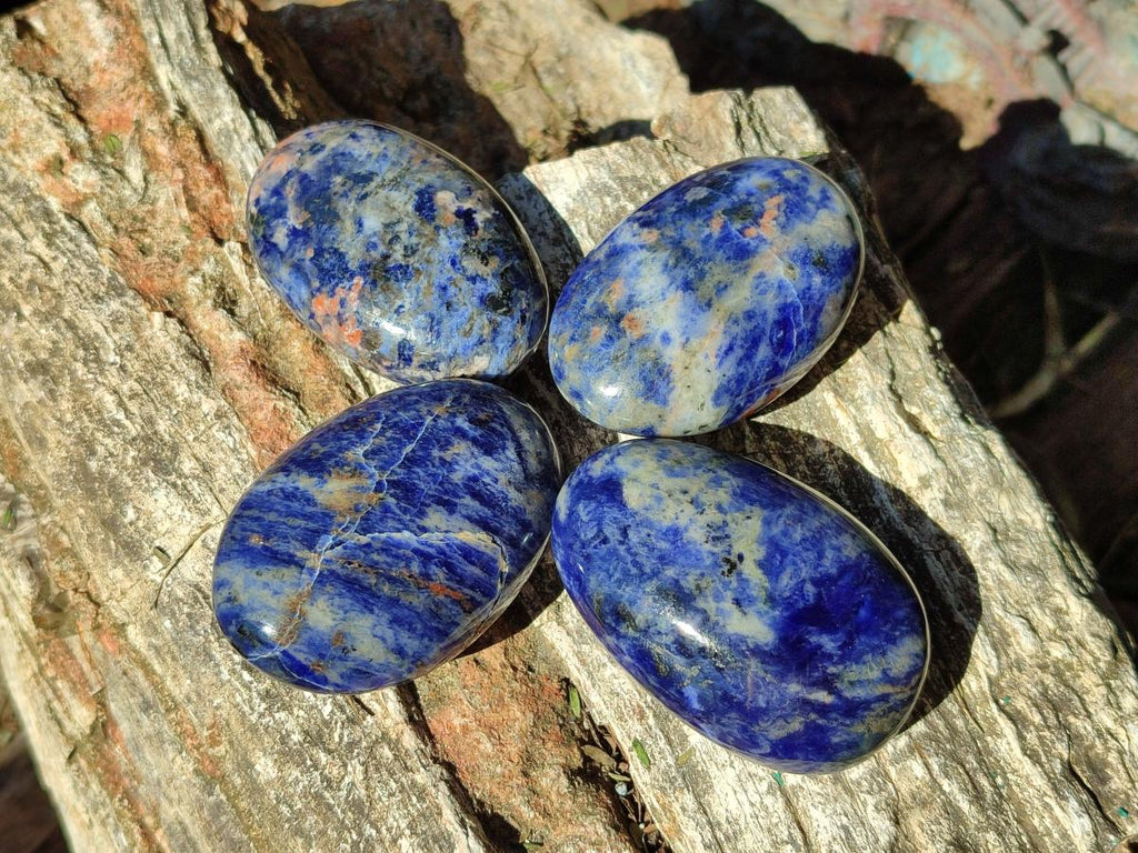 Polished Sodalite Palm Stones x 20 From Kunene River, Namibia - Toprock Gemstones and Minerals 