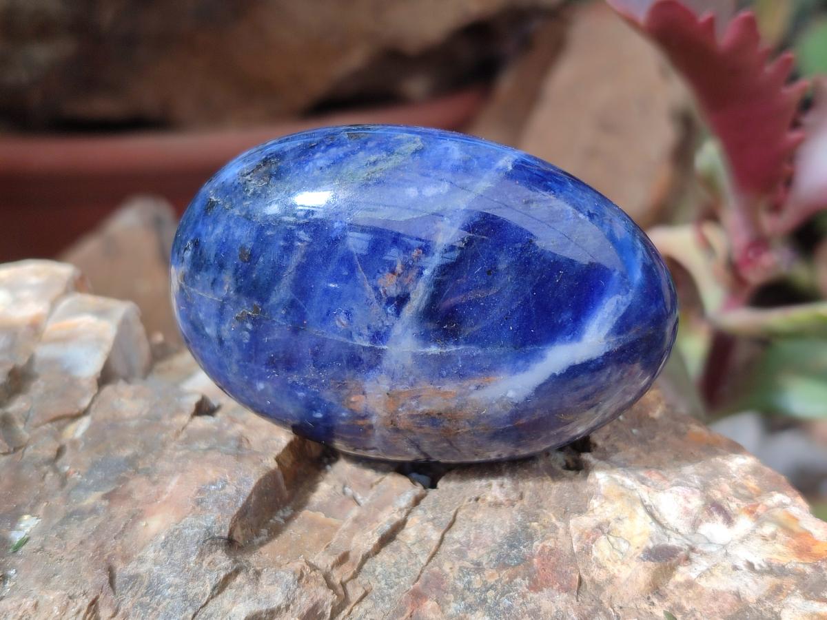 Polished Sodalite Palm Stones x 20 From Kunene River, Namibia - Toprock Gemstones and Minerals 