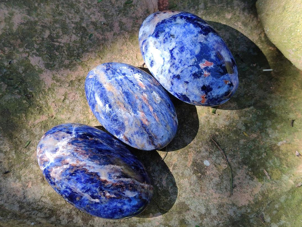 Polished Sodalite Palm Stones x 20 From Kunene River, Namibia - Toprock Gemstones and Minerals 