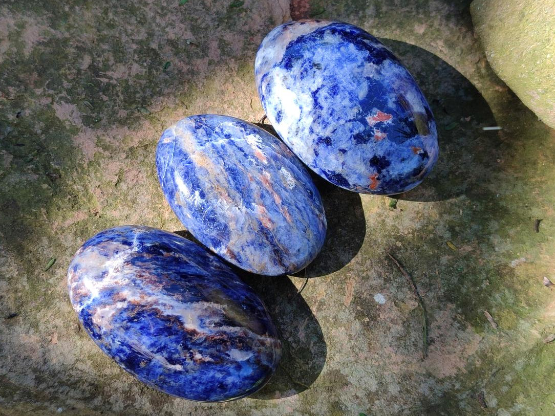 Polished Sodalite Palm Stones x 20 From Kunene River, Namibia - Toprock Gemstones and Minerals 