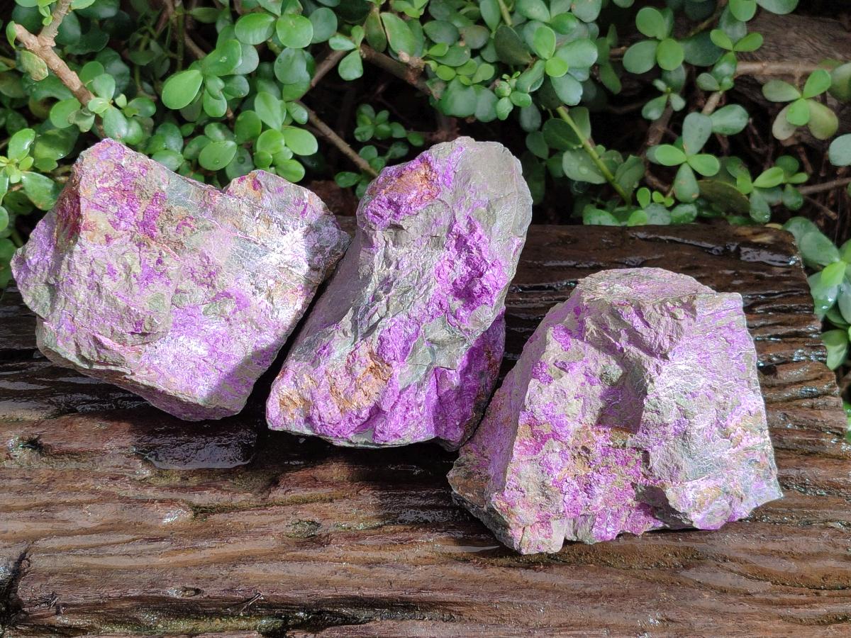 Natural Cobbed Stichtite Specimens x 3 From Barberton, South Africa - Toprock Gemstones and Minerals 